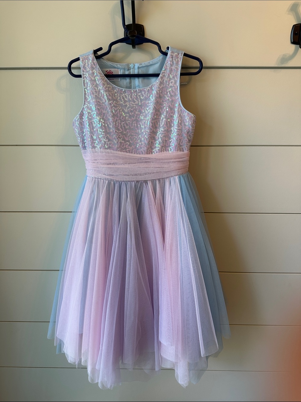 Justice Pastel Pink & Light Blue Tulle Party Dress size 6
